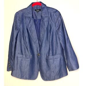 Talbots Denim Cotton Lyocell Blazer Jacket NWT Size 14 WP Plus Petite